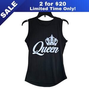[Sale: 2 for $20!] Black "QUEEN" Crown Muscle Shirt Size Large - NO FLAWS! 0102